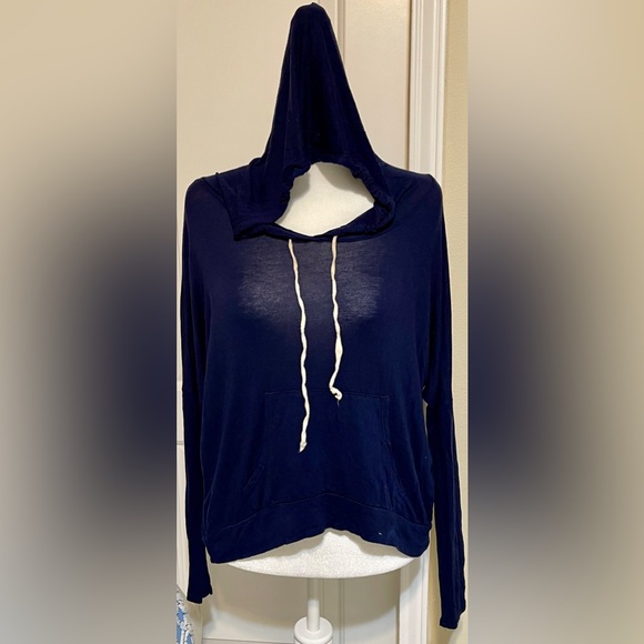 Anthropologie Navy Pullover Hoodie Slouchy Lightweight Cozy Boho Streetwear XL - Picture 3 of 11
